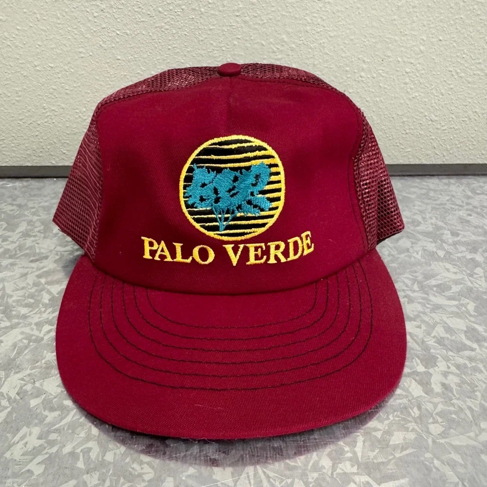 Cap America Trucker Hat Mens OSFA Maroon Excellent Palo Verde‎ Made in USA Mesh